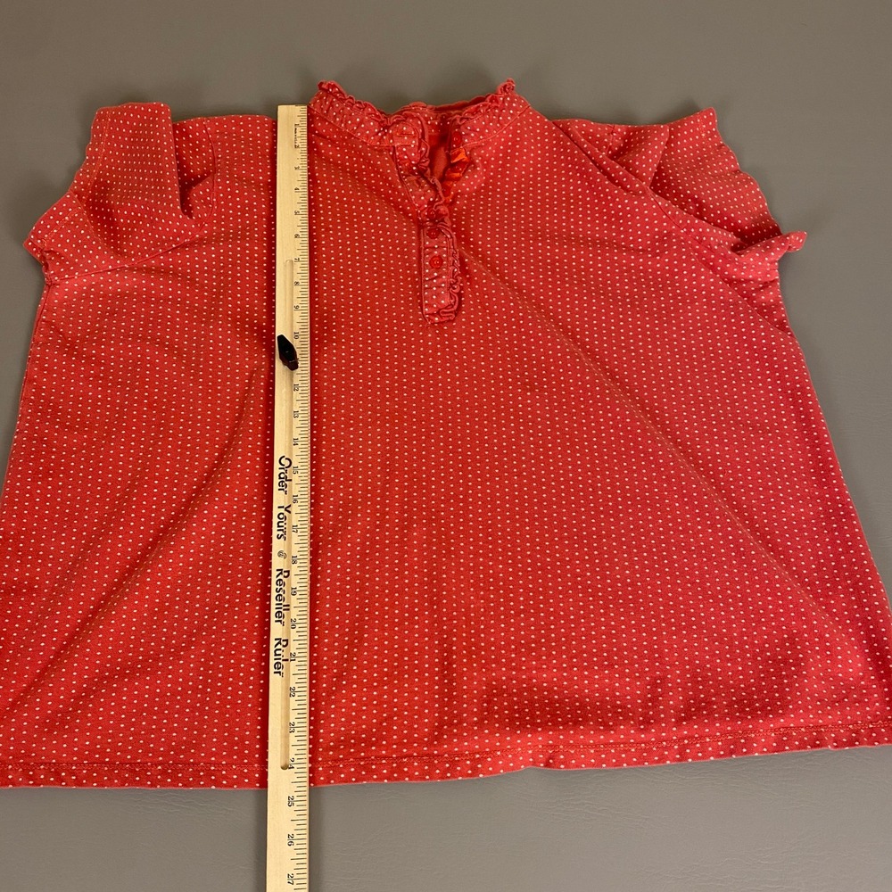 Woman Within Polka Dot Ruffle Collar Polo‎ Top Women's 1X Blouse Casual Red - Picture 7 of 10